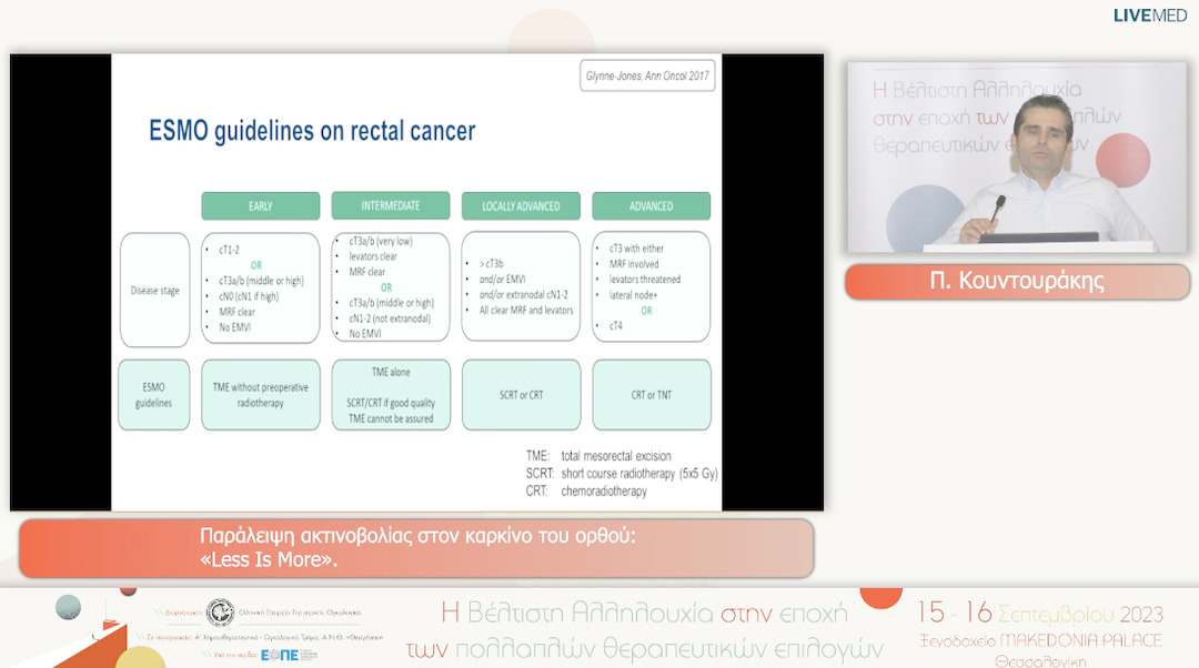 08 Π. Κουντουράκης - Παράλειψη ακτινοβολίας στον καρκίνο του ορθού: «Less Is More».