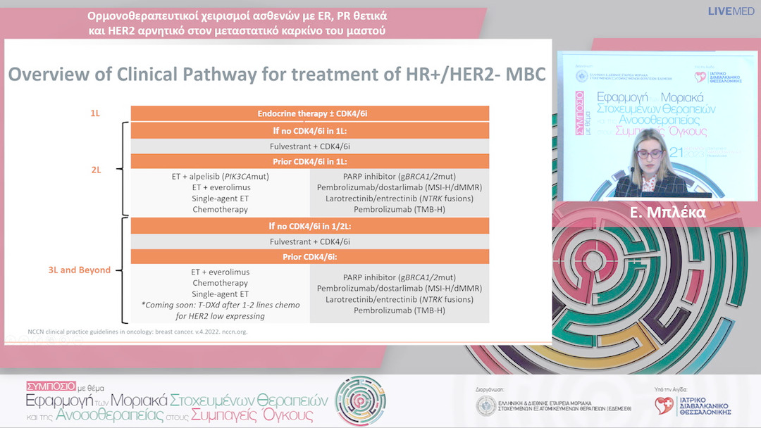 07 Ε. Mπλέκα - Ορμονοθεραπευτικοί χειρισμοί ασθενών με ΕR, PR θετικά και HER2 αρνητικό στον μεταστατικό καρκίνο του μαστού