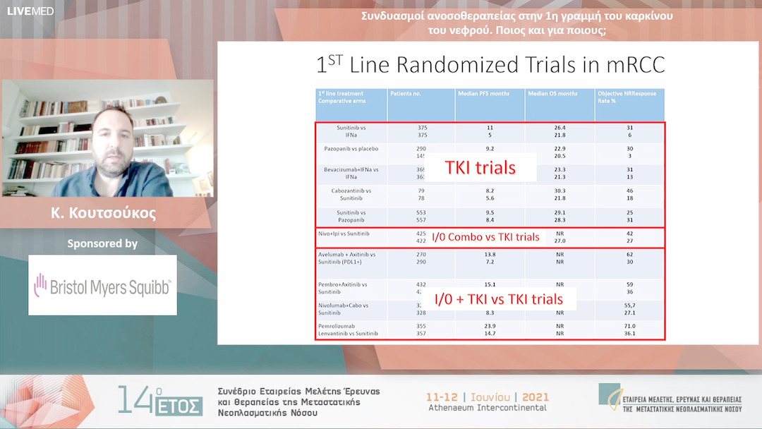 16 K. Κουτσούκος - Συνδυασμοί ανοσοθεραπείας στην 1η γραμμή του καρκίνου του νεφρού. Ποιος και για ποιους;