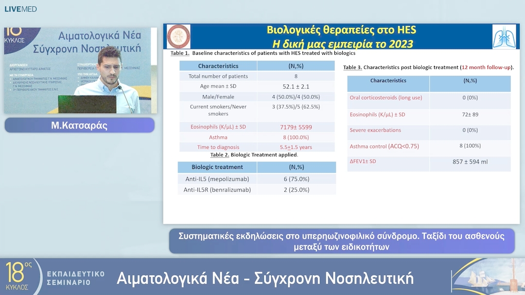 14  Μ. Κατσαράς - Συστηματικές εκδηλώσεις στο υπερηωζινοφιλικό σύνδρομο. Ταξίδι του ασθενούς μεταξύ των ειδικοτήτων