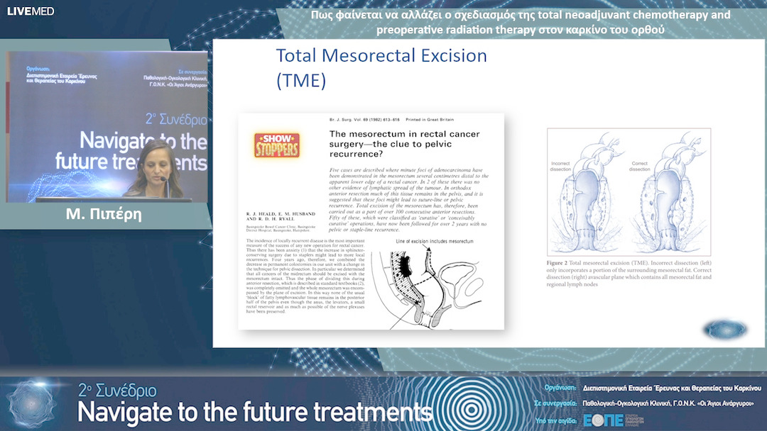 14 Μ. Πιπέρη - Πως φαίνεται να αλλάζει ο σχεδιασμός της total neoadjuvant chemotherapy and preoperative radiation therapy στον καρκίνο του ορθού. 