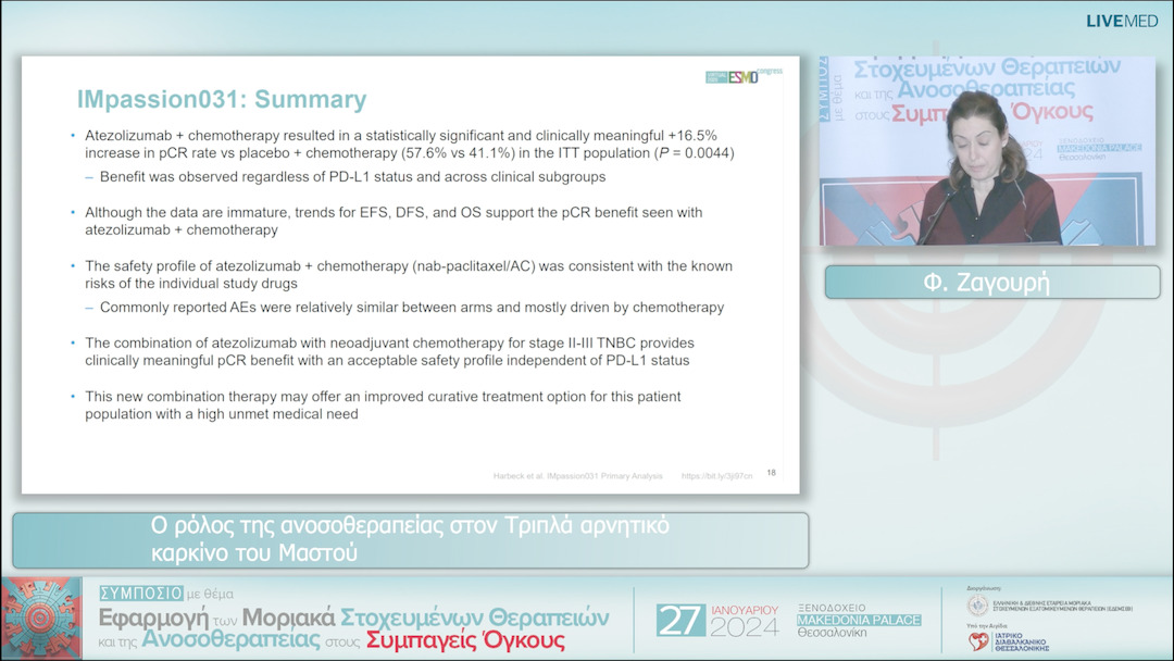 07 Φ. Ζαγουρή - Ο ρόλος της ανοσοθεραπείας στον Τριπλά αρνητικό καρκίνο του Μαστού 