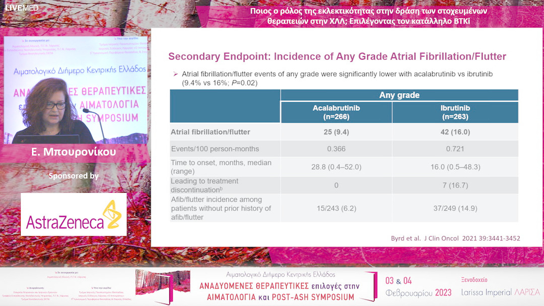 18 Ε. Μπουρονίκου - Ποιος ο ρόλος της εκλεκτικότητας στην δράση των στοχευμένων θεραπειών στην ΧΛΛ; Επιλέγοντας τον κατάλληλο BTKi 