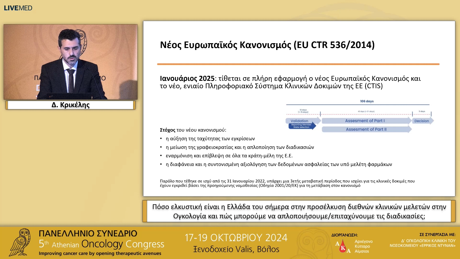 03 Δ. Κρικέλης - Πόσο ελκυστική είναι η Ελλάδα του σήμερα στην προσέλκυση διεθνών κλινικών μελετών στην Ογκολογία και πώς μπορούμε να απλοποιήσουμε/επιταχύνουμε τις διαδικασίες;