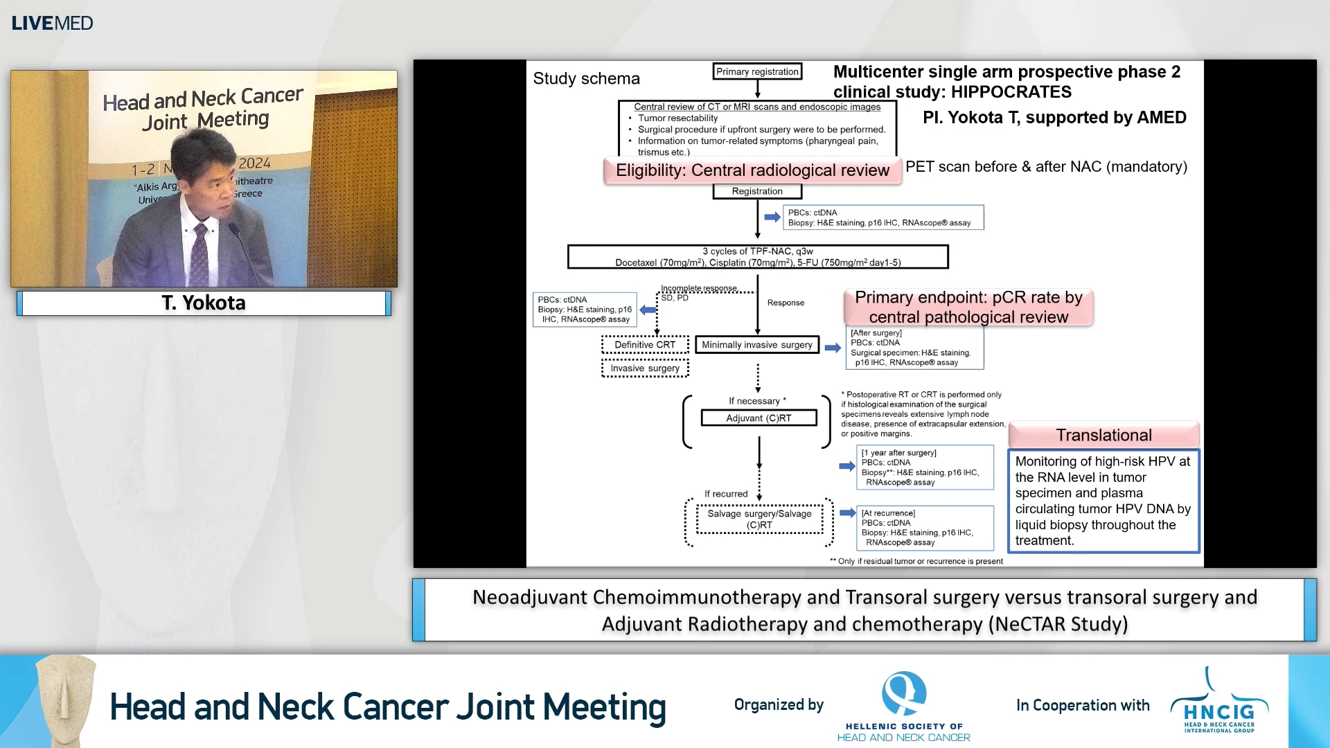 02 T. Yokota - Neoadjuvant Chemo­immunotherapy and Transoral surgery versus transoral surgery and Adjuvant Radiotherapy and chemotherapy (NeCTAR Study) 