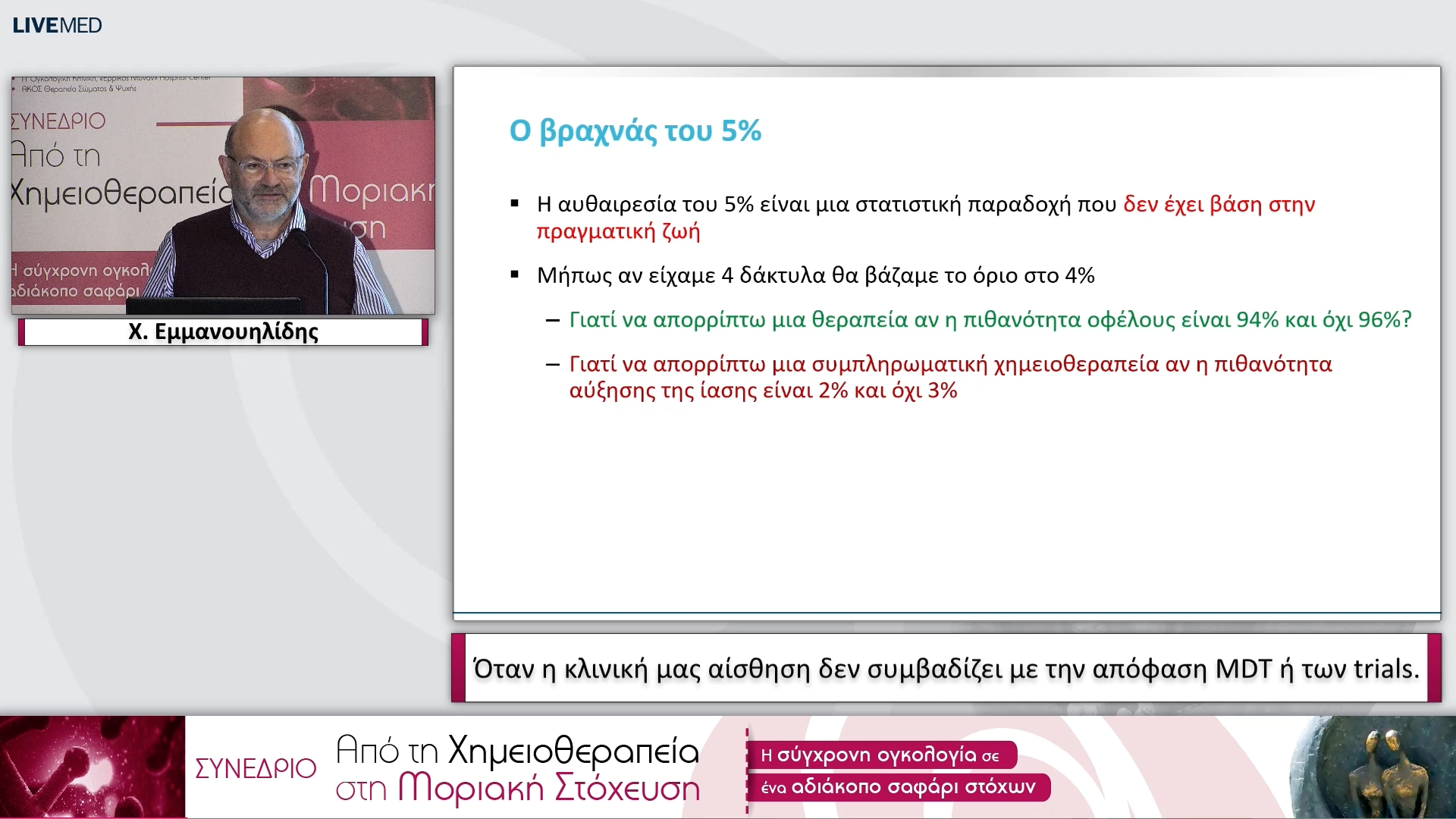 13 Χ. ΕμμανουηλίδηςΌταν η κλινική μας αίσθηση δεν συμβαδίζει με την απόφαση MDT ή των trials. 