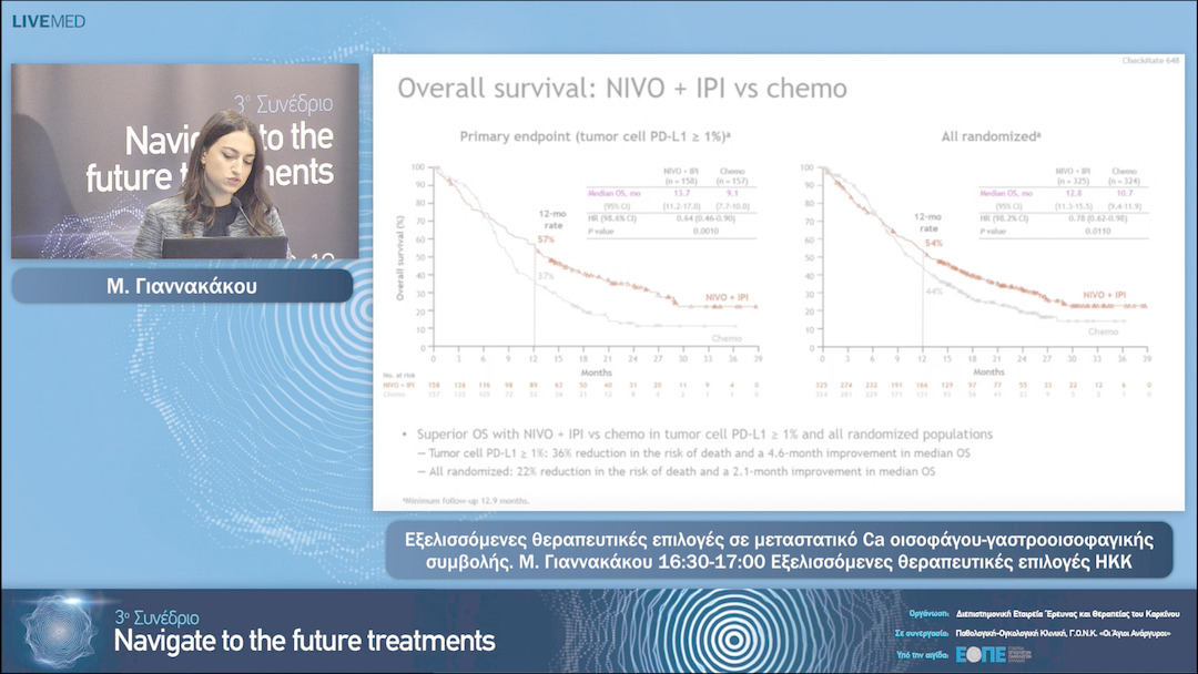 10 Μ. Γιαννακάκου - Εξελισσόμενες θεραπευτικές επιλογές σε μεταστατικό Ca οισοφάγου-γαστροοισοφαγικής συμβολής. 