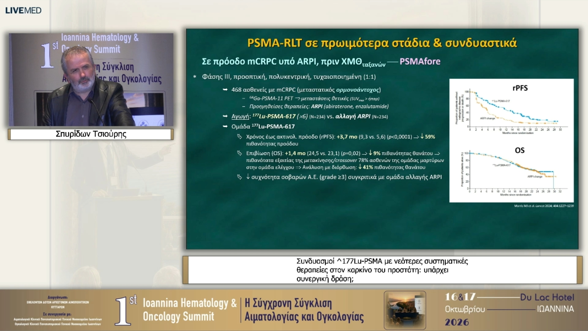 39 Σπυρίδων Τσιούρης - Συνδυασμοί ^177Lu-PSMA με νεότερες συστηματικές θεραπείες στον καρκίνο του προστάτη: υπάρχει συνεργική δράση; 