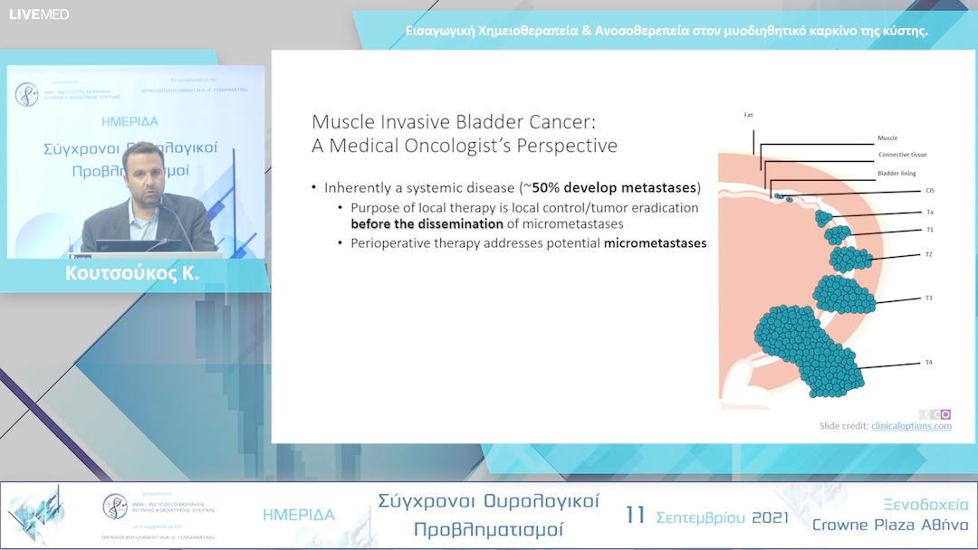 19 Κουτσούκος Κ. - Εισαγωγική Χημειοθεραπεία & Ανοσοθερεπεία στον μυοδιηθητικό καρκίνο της κύστης. 